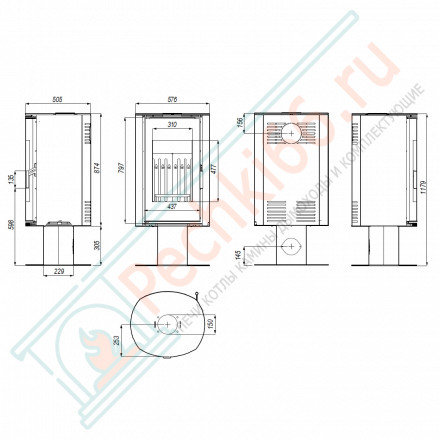 Печь-камин Orbis Top, серая сталь (Defro-Home) 9кВт