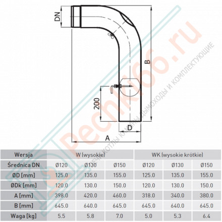 Модуль подключения 90° черный, бесшовный, с шибером и ревизией d-150 (Darco)