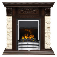 Электрокаминокомплект Luxemburg (каменный) - Сланец/Темный дуб с очагом Flagstaff