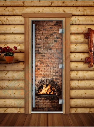 Стеклянная дверь для бани и сауны Престиж фотопечать А039 (DoorWood)