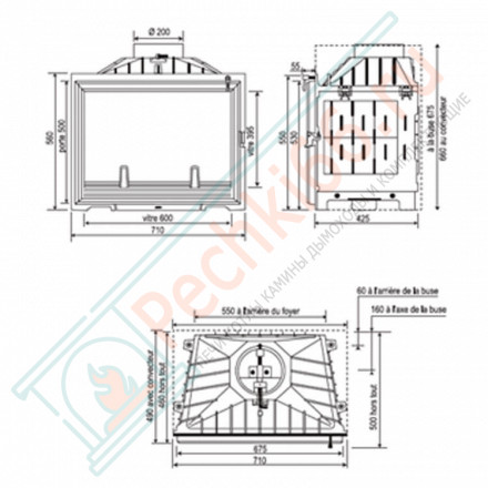 Чугунная топка CELSIUS с открытием дверцы в стороны и с дефлектором (SEGUIN) 12 кВт