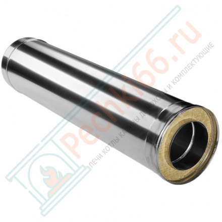 Сэндвич труба для дымохода L=1000 (НЕРЖ-321/0,8-НЕРЖ-439/0,5) d-115/200 (Дымок-Lux)