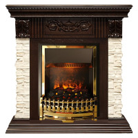 Электрокаминокомплект Luxemburg (каменный) - Сланец/Темный дуб с очагом Atherton