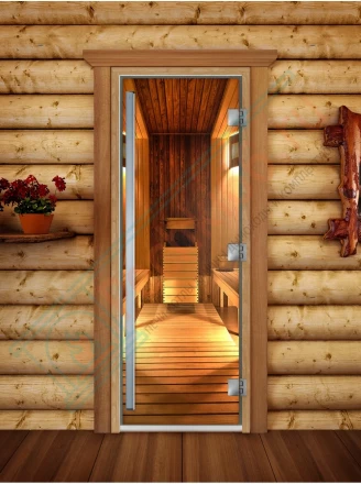 Стеклянная дверь для бани и сауны Престиж фотопечать А036 (DoorWood)