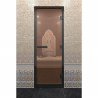 Дверь для хамама в черном профиле, бронза 2100x900 мм (DoorWood)