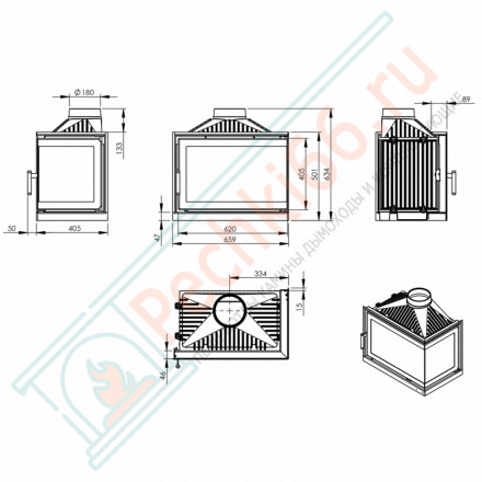 Каминная топка Grawena right с правым стеклом (NORDflam) 14 кВт