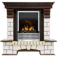 Каминокомплект электрический Pierre Luxe угловой - Темный дуб / Белый (Высота 1050мм) с очагом Flagstaff (Dimplex)