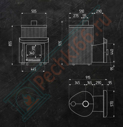Дровяная банная печь Макси ПФ "Окаменевшее дерево перенесённый рисунок" (Ферингер)