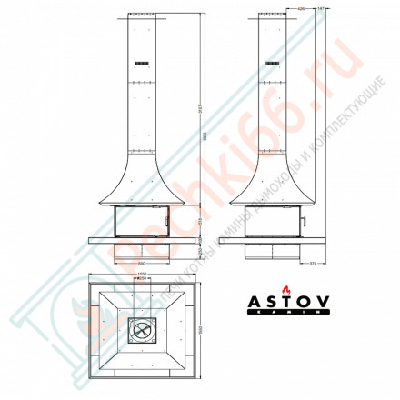 Камин центральный АРТ П4С 800 (Астов)