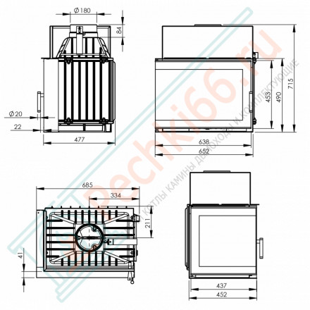 Каминная топка Torn left с левым стеклом (NORDflam) 14 кВт