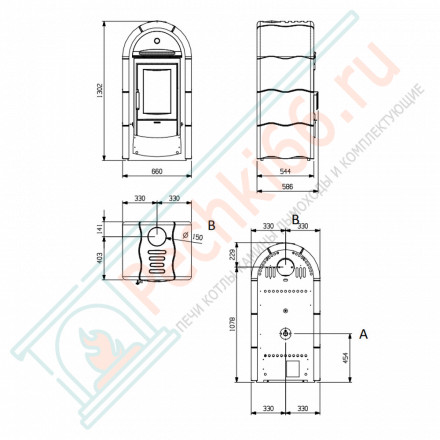 Печь-камин с духовкой Stefany Forno, цвет бордовый (La Nordica)