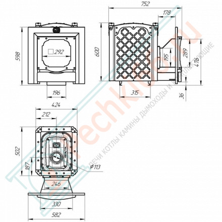 Печь для бани Былина-12 Ч Панорама (Теплодар)