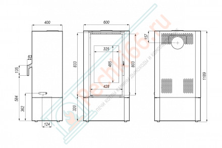 Печь-камин Solum Log, серая сталь (Defro-Home) 9кВт