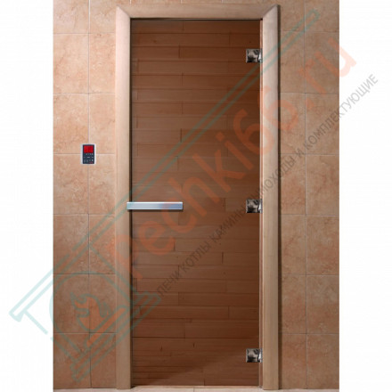 Дверь стеклянная для бани, бронза прозрачная, 1900х700 (DoorWood)