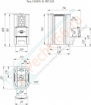 Печь для бани Сахара-16 ЛКП (2.0), с парообразователем (Теплодар)