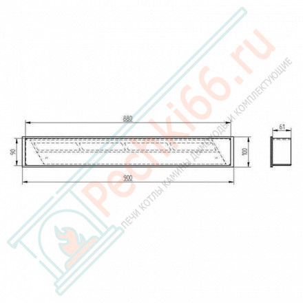 Горелка прямоугольная для биокамина 900 (ZeFire)
