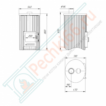 Дровяная банная печь Ферингер УЮТ-18 "Змеевик + Россо Леванте" до 18 м³