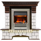 Каминокомплект электрический Pierre Luxe угловой - Темный дуб / Белый (Высота 1050мм) с очагом Chesford (Dimplex)