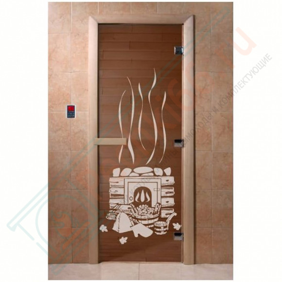 Стеклянная дверь для бани бронза прозрачная "Банька" 1900х700 (DoorWood) в Казани