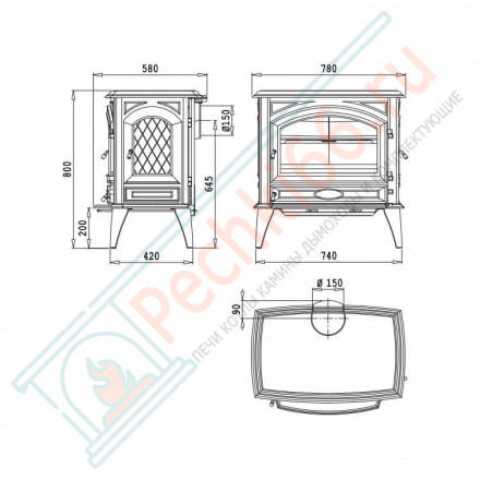 Чугунная печь 760WD/E8, цвет - кремовый белый (Dovre)