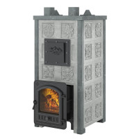 Печь для бани Эверест "Легкий пар Профи" в облицовке Талькохлорит, Резная (2 стороны + фасад) S-50 м (Everest)