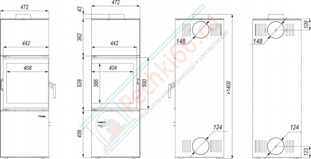 Печь-камин Quadroom, белая сталь (Defro-Home) 9,6кВт