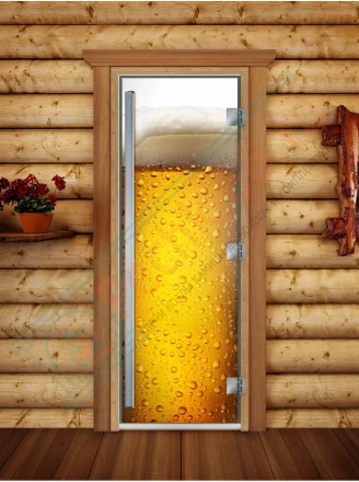 Стеклянная дверь для бани и сауны Престиж фотопечать А014 (DoorWood)