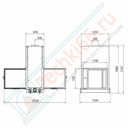 Каминная топка DF 1100W, белый шамот (Stav)