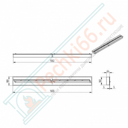 Горелка прямоугольная для биокамина 1600 (ZeFire)