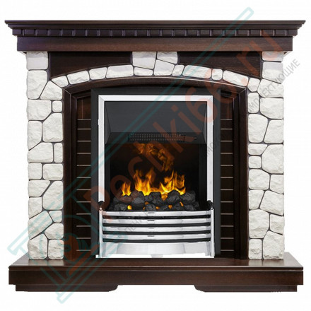 Электрический Каминокомплект Glasgow - Темный дуб / Белый с очагом Flagstaff