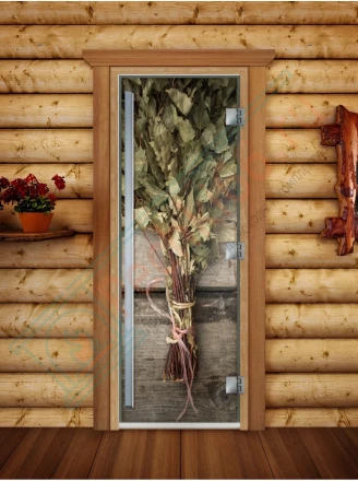 Стеклянная дверь для бани и сауны Престиж фотопечать А011 (DoorWood)