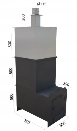 Печь для бани вертикальная с выступом, бак 120 л, до 22 м3