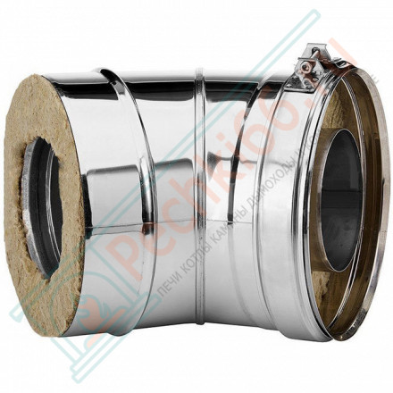 Отвод 45° V50R с изол (AISI-321/0,8-AISI-304/0,5) d-130/230 (Вулкан-Cerablanket)