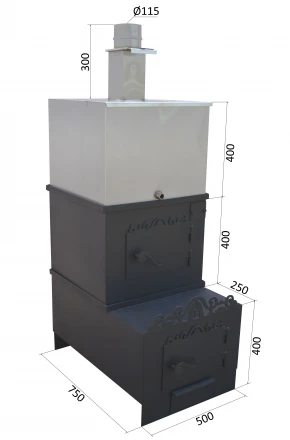 Печь для бани вертикальная мини с выступом, бак 100 л, до 18 м3