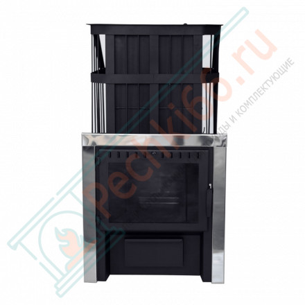 Печь для бани Сибирь с закрытой каменкой панорамная дверца (НМК)
