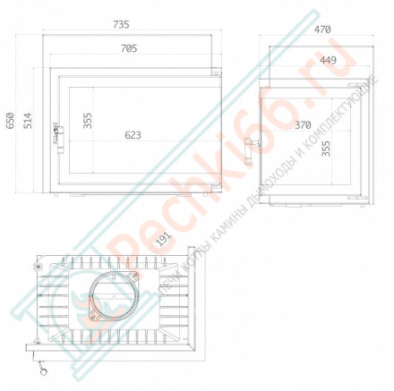 Каминная топка Font 700 L, угловое стекло слева (ECHA-TECH) 14 кВт