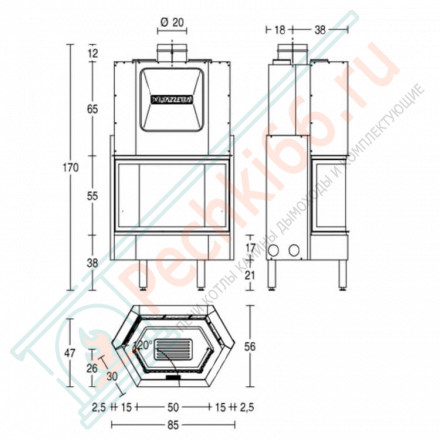 Стальная топка HT 750 (Piazzetta) 11 кВт
