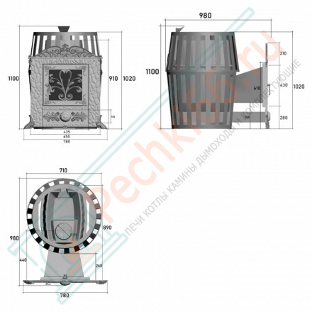 Чугунная банная печь Verona 50 ЗК-нерж, под обкладку (Березка)