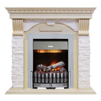 Электрокаминокомплект Dublin - Слоновая кость с патиной / Сланец крем с очагом Danville Chrome FB2