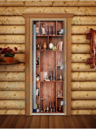 Стеклянная дверь для бани и сауны Престиж фотопечать А006 (DoorWood)