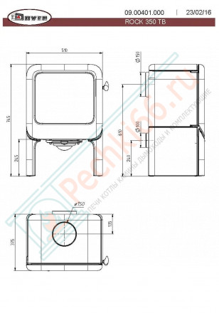 Чугунная печь-камин ROCK 350 TB E12 (Dovre)