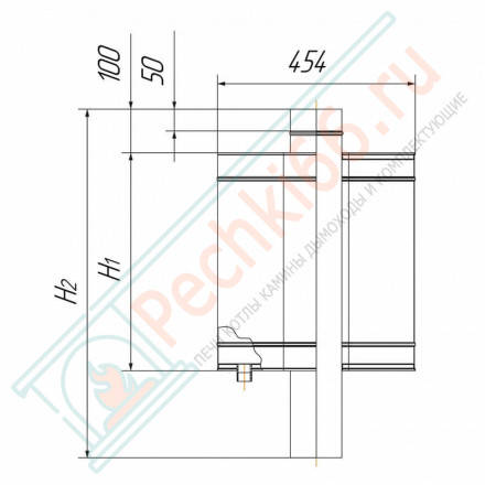 Натрубный бак для воды (НЕРЖ-304/0,8мм) 64 л, d-115 мм (Вулкан)