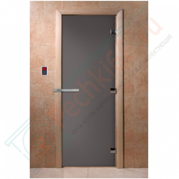 Стеклянная дверь для бани графит матовый 1900х700 (DoorWood) в Казани
