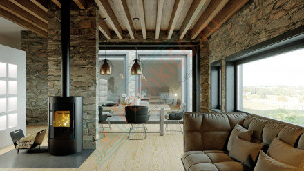 Печь-камин Ceres, черная сталь (Defro-Home) 6кВт